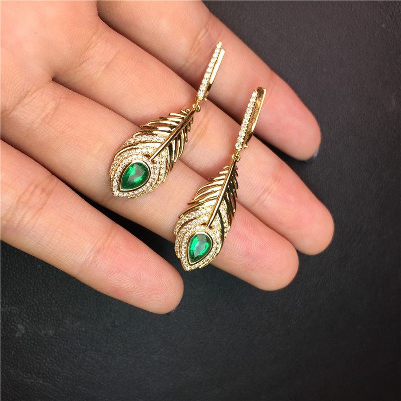 黄18K金祖母绿耳钉0.801ct/2p