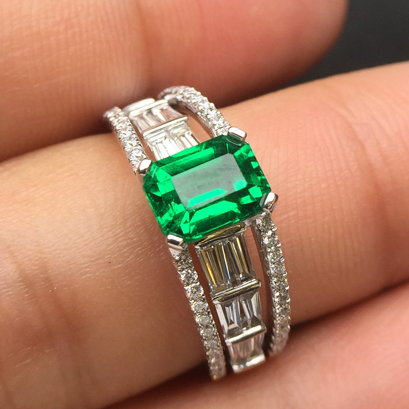 白18K金祖母绿钻戒1.15ct muzo 木佐绿