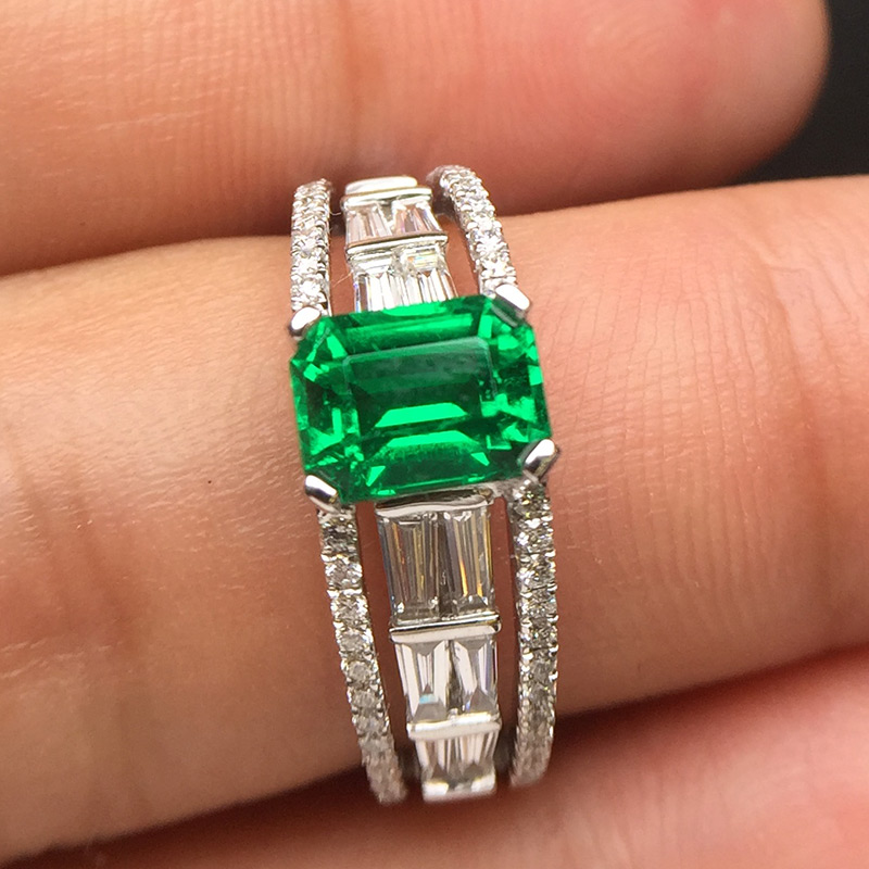 白18K金祖母绿钻戒1.15ct muzo 木佐绿
