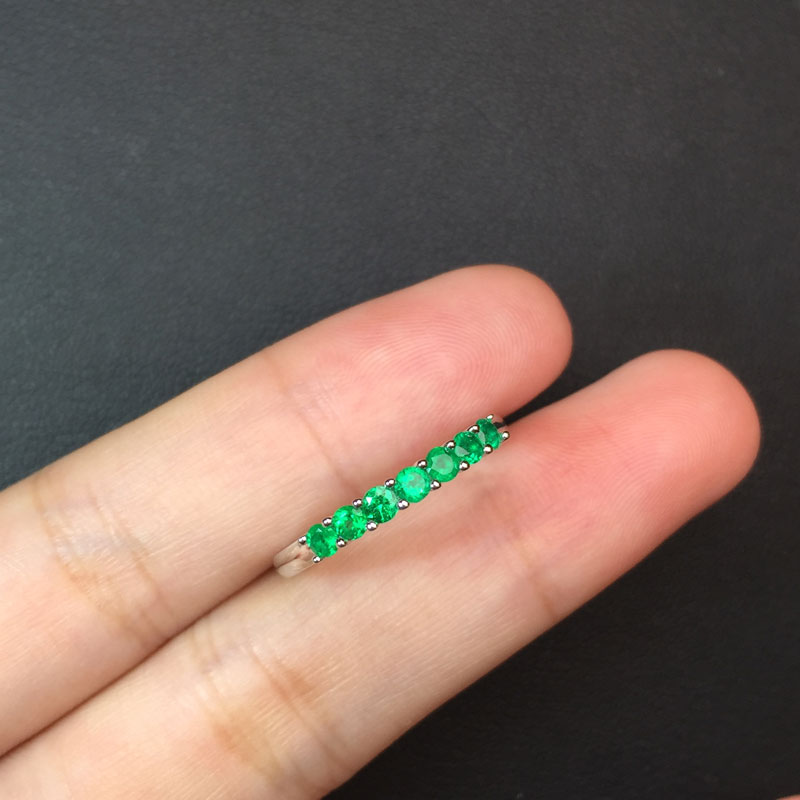 白18K金祖母绿钻戒0.343ct/7p