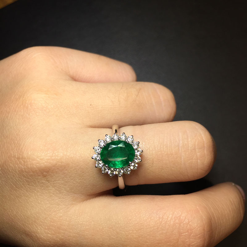 白18K金祖母绿钻戒1.2ct