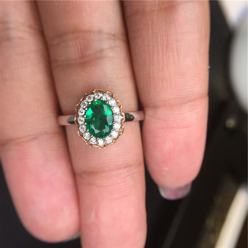 白18K金祖母绿钻戒0.67ct