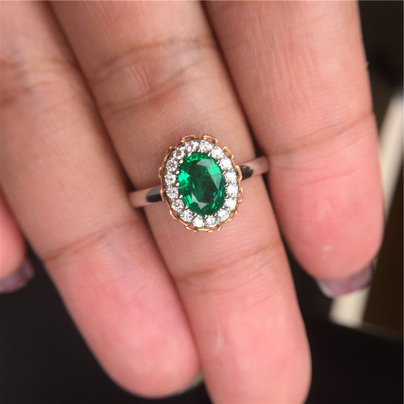 白18K金祖母绿钻戒0.67ct