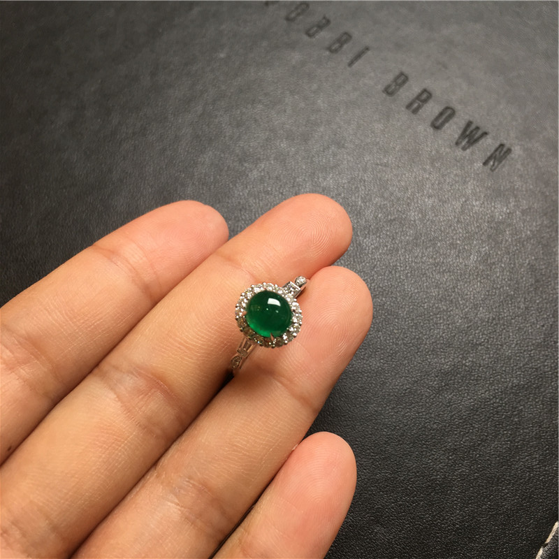 白18K金祖母绿钻戒1.495ct
