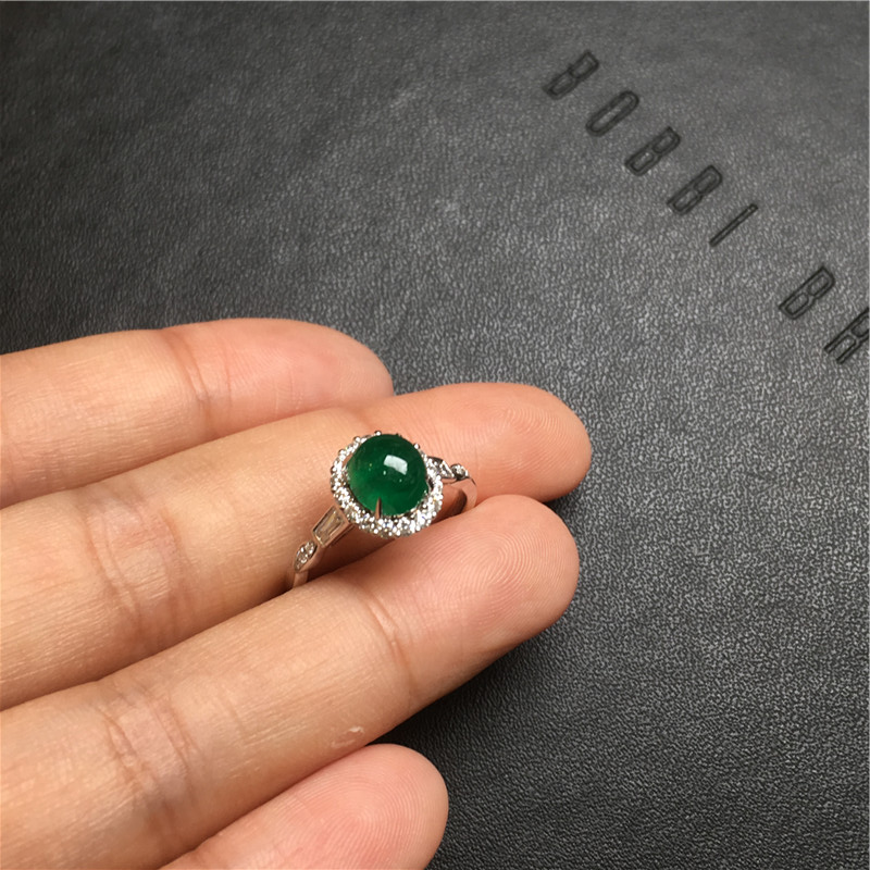 白18K金祖母绿钻戒1.495ct