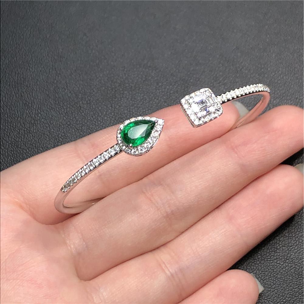 白18K金祖母绿手镯 0.763ct