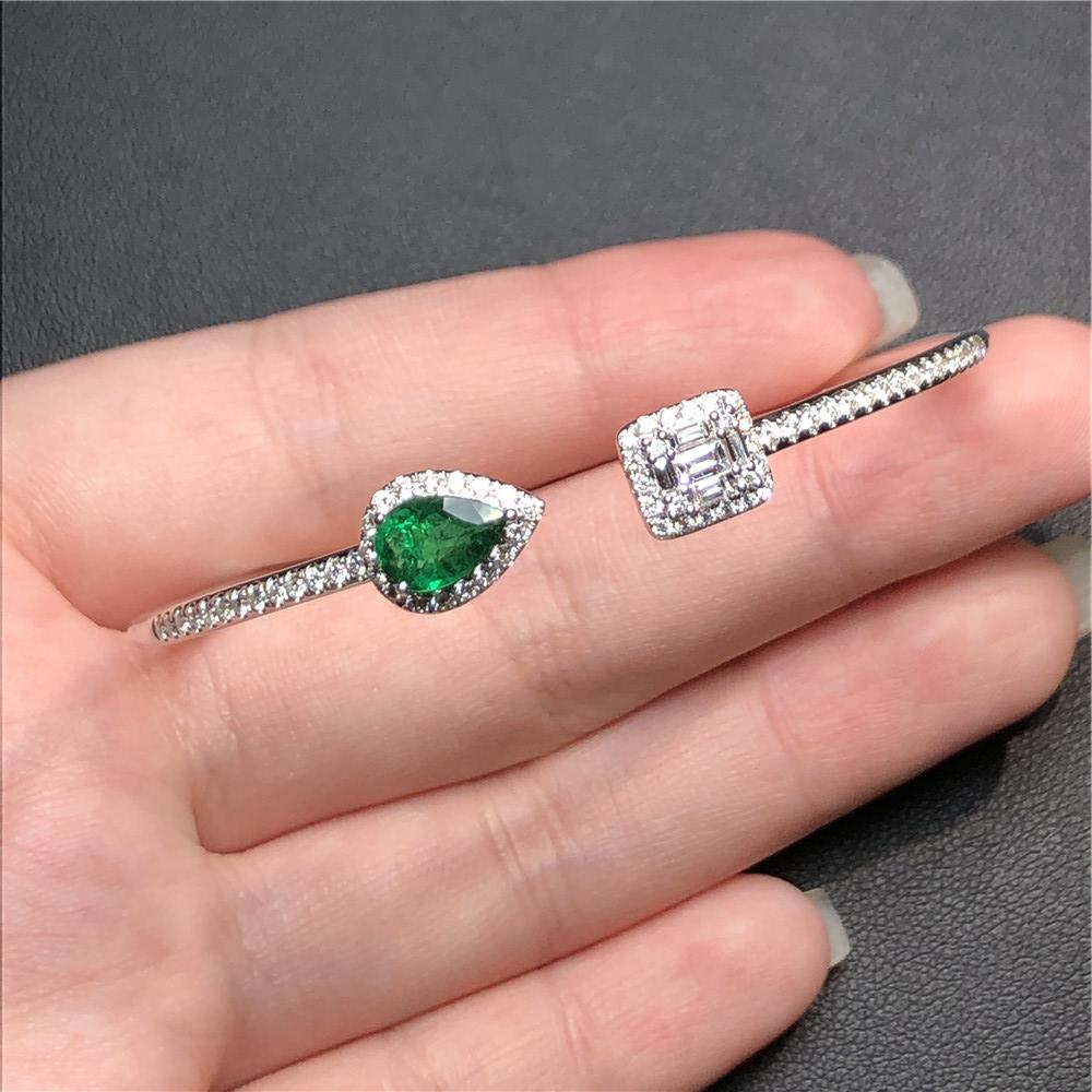 白18K金祖母绿手镯 0.763ct