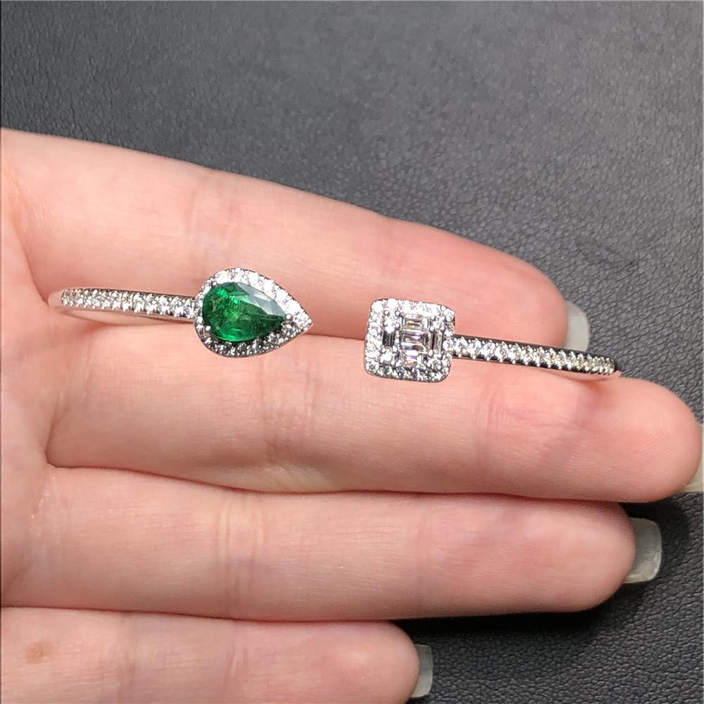 白18K金祖母绿手镯 0.763ct