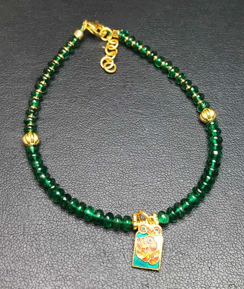 sc04975 足金赞比亚祖母绿珠串手链  10.69ct