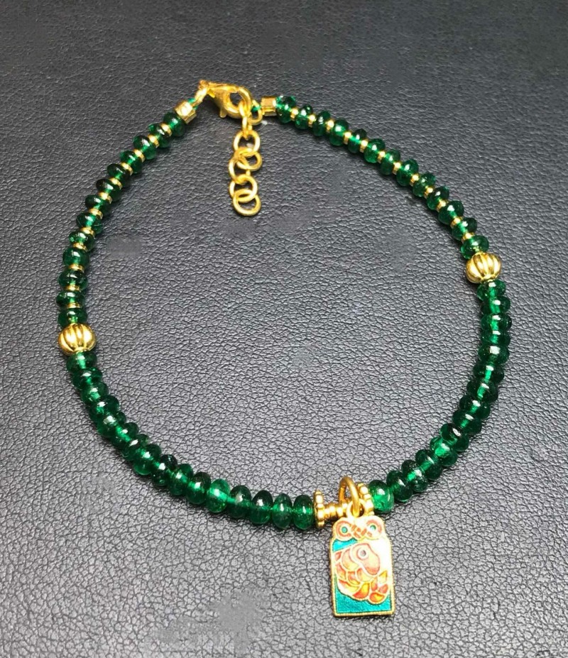 sc04975 足金赞比亚祖母绿珠串手链  10.69ct