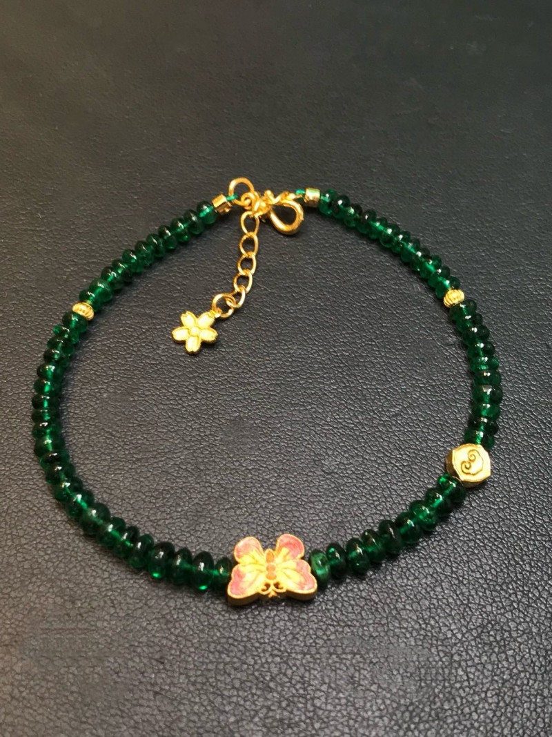 sc04965  足金赞比亚祖母绿珠串手链  12.699ct