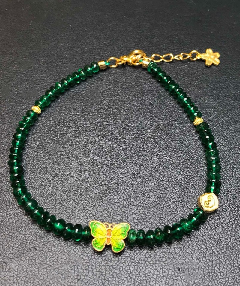 sc04965  足金赞比亚祖母绿珠串手链  12.699ct