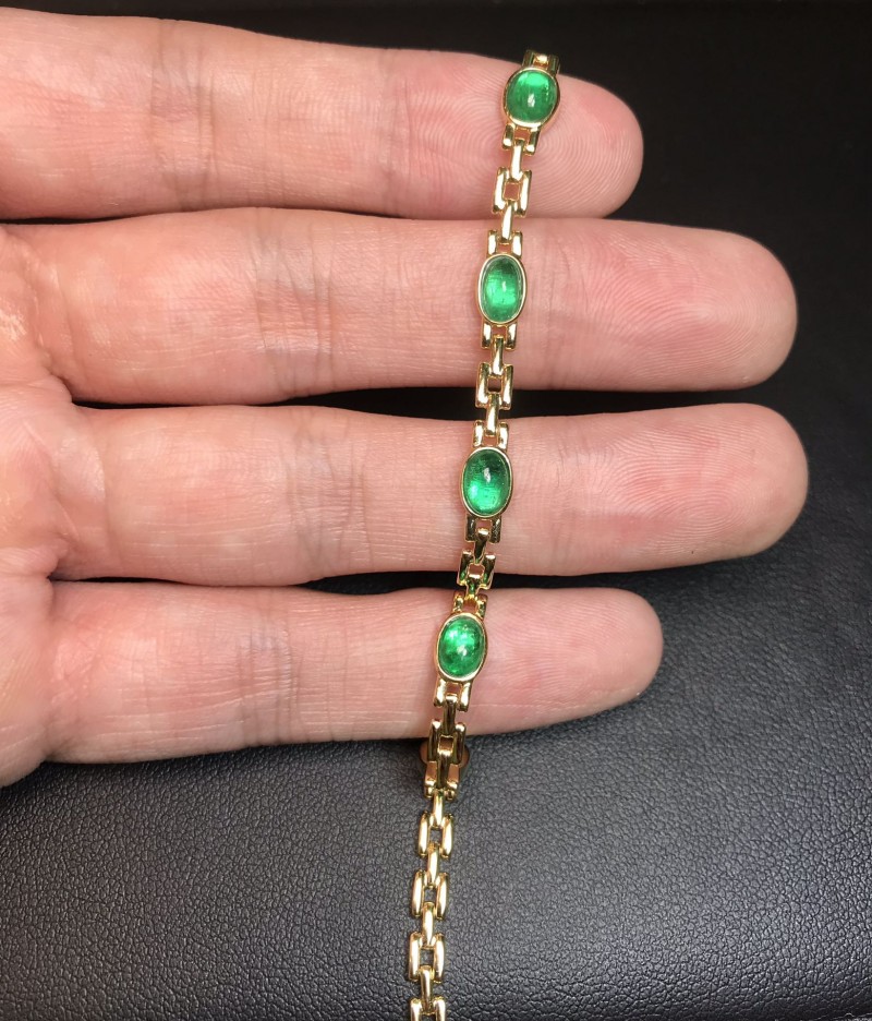 黄18K金赞比亚祖母绿手链  2.338ct