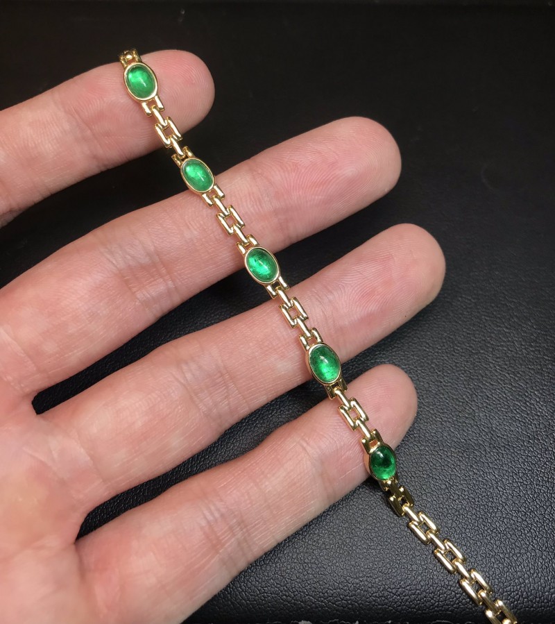黄18K金赞比亚祖母绿手链  2.338ct