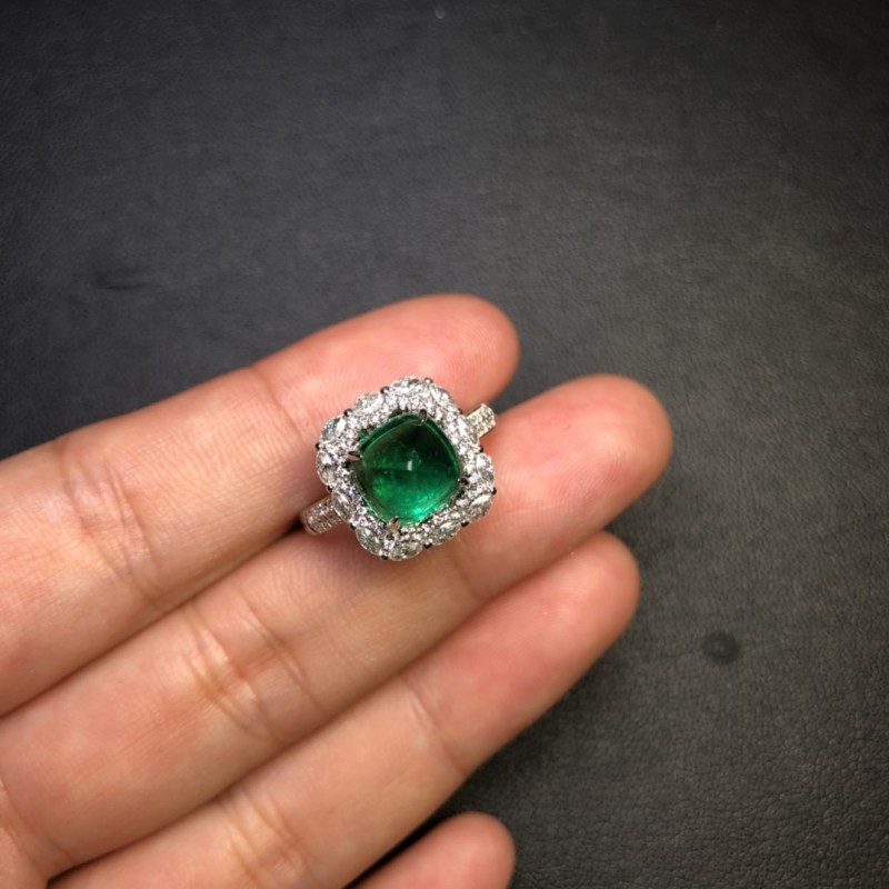 白18K金祖母绿戒指2.44ct