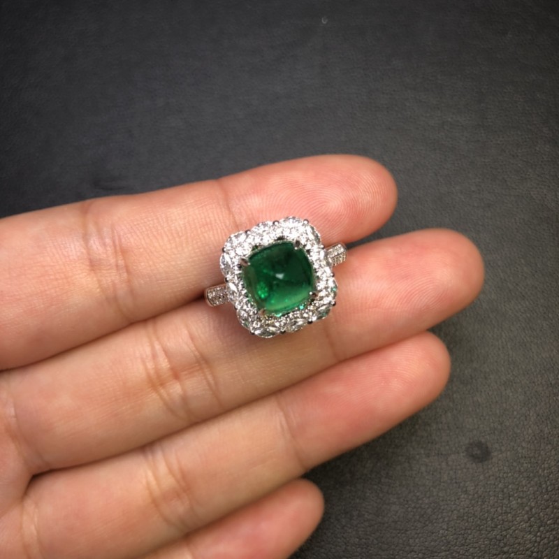 白18K金祖母绿戒指2.44ct