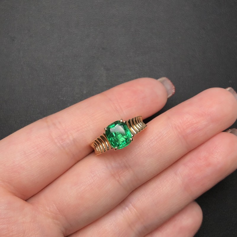 黄18K金祖母绿戒指1.268ct