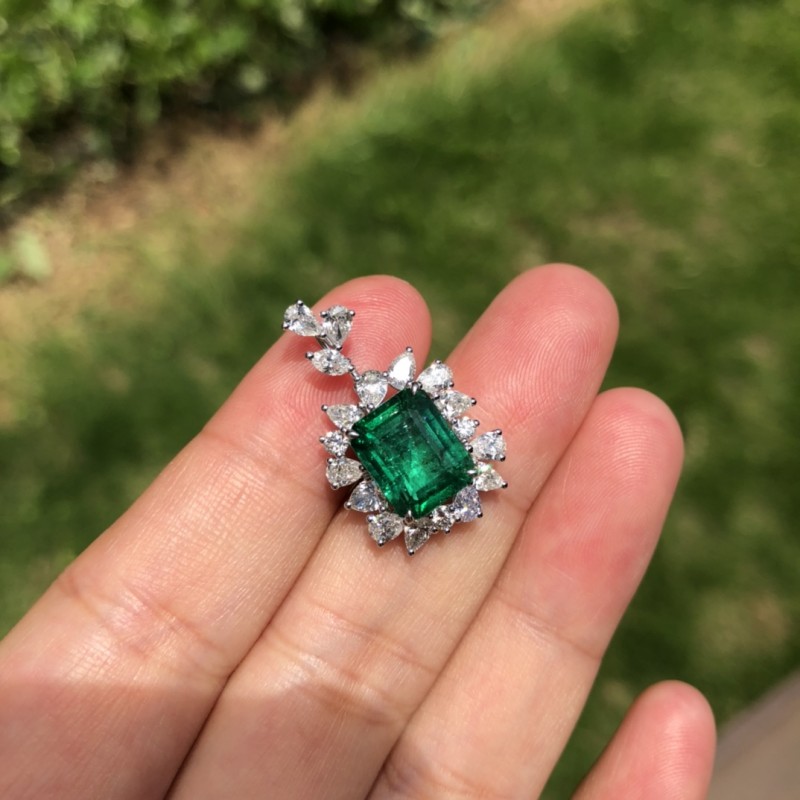 赞比亚祖母吊坠2.98CT