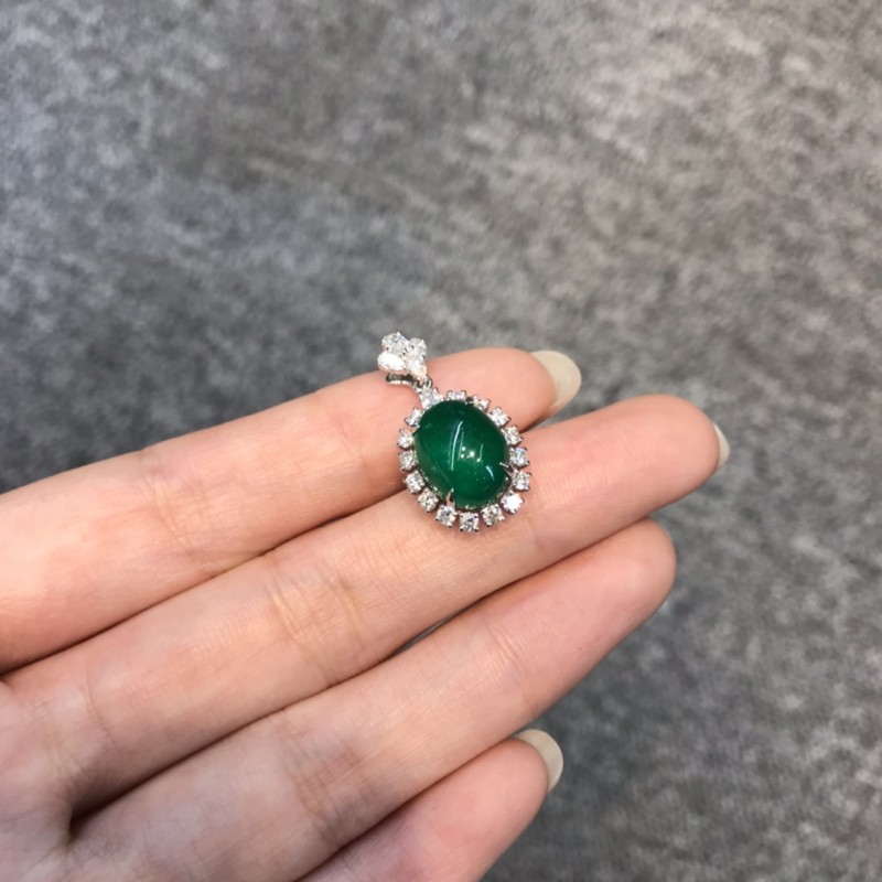 白18K金哥伦比亚祖母绿吊坠   Muzo矿 4.253CT